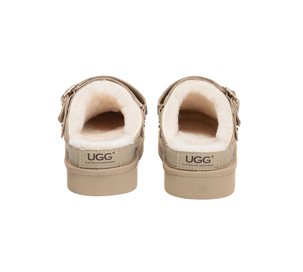 UGG Slippers Sheepskin Wool Slingback Platform Norven
