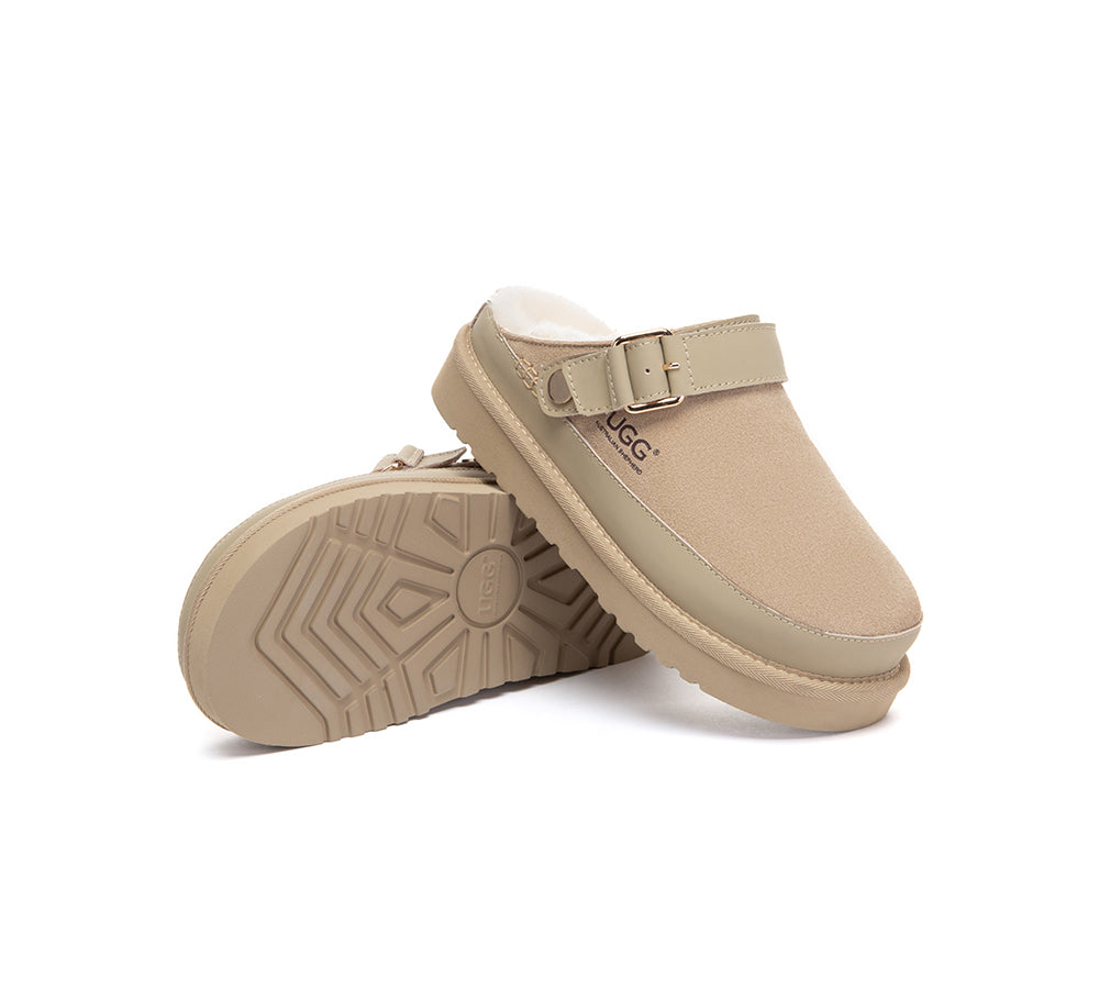 UGG Slippers Sheepskin Wool Slingback Platform Norven