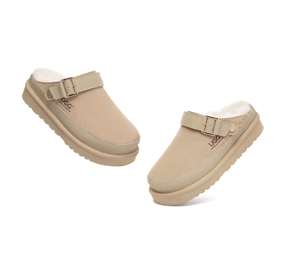UGG Slippers Sheepskin Wool Slingback Platform Norven