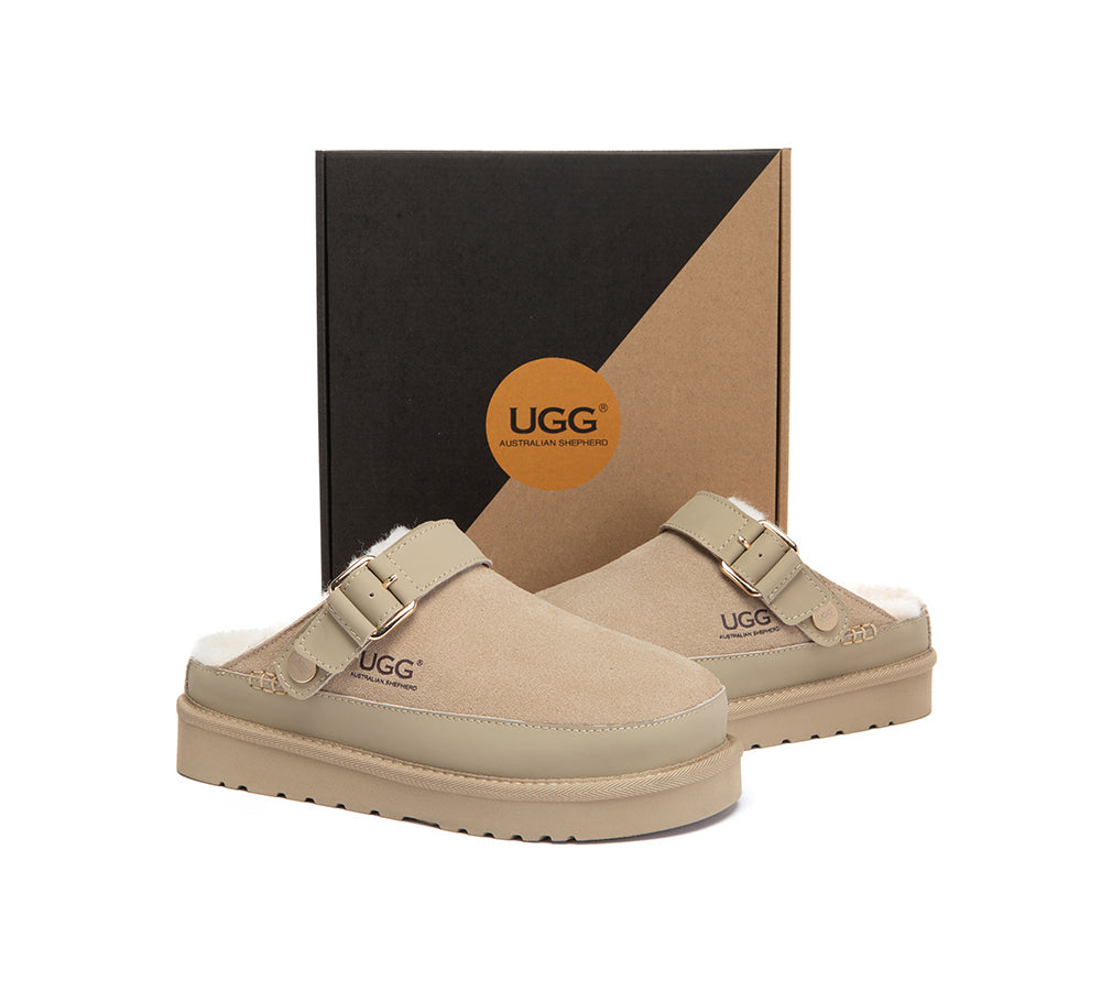 UGG Slippers Sheepskin Wool Slingback Platform Norven