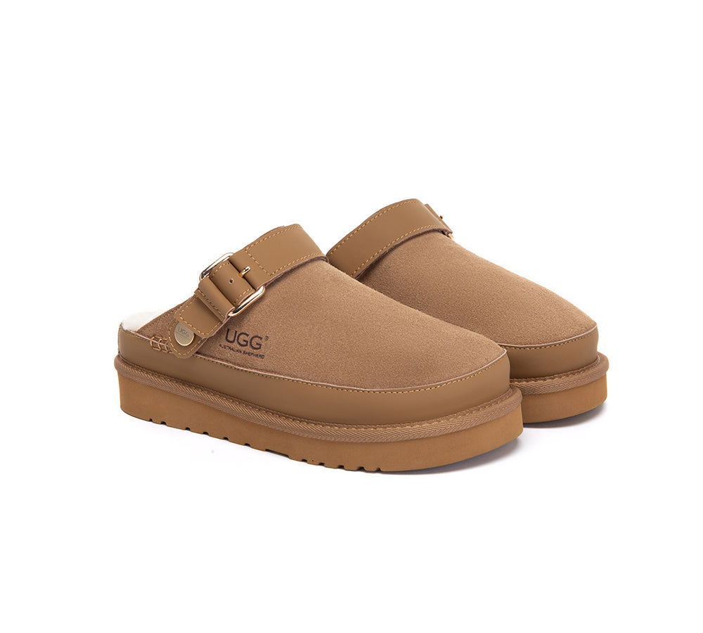 UGG Slippers Sheepskin Wool Slingback Platform Norven