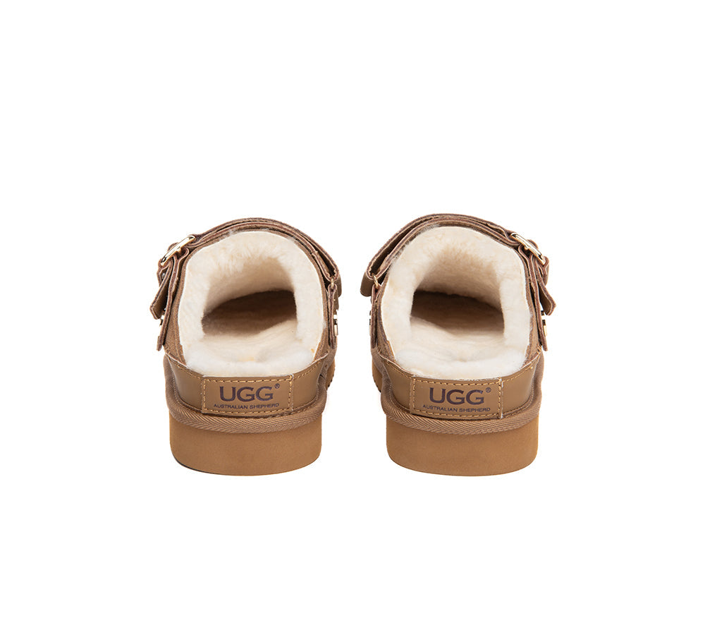 UGG Slippers Sheepskin Wool Slingback Platform Norven