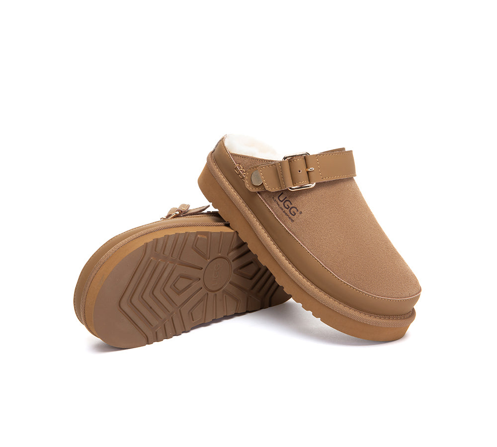 UGG Slippers Sheepskin Wool Slingback Platform Norven