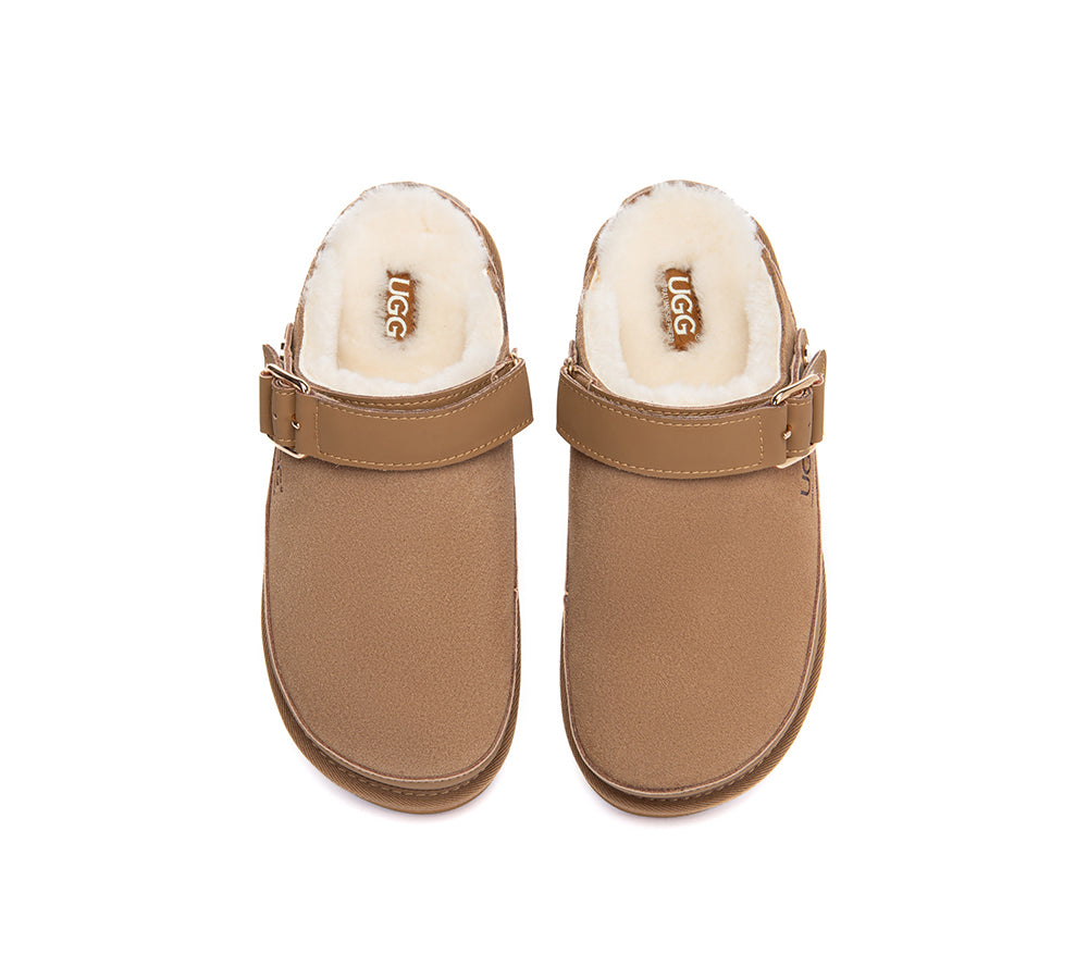 UGG Slippers Sheepskin Wool Slingback Platform Norven