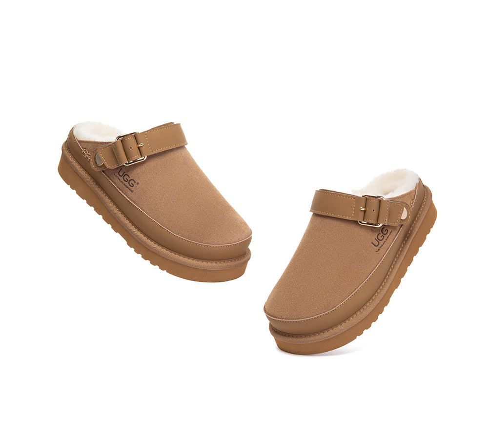 UGG Slippers Sheepskin Wool Slingback Platform Norven