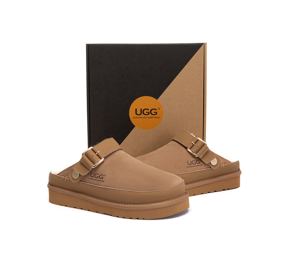 UGG Slippers Sheepskin Wool Slingback Platform Norven