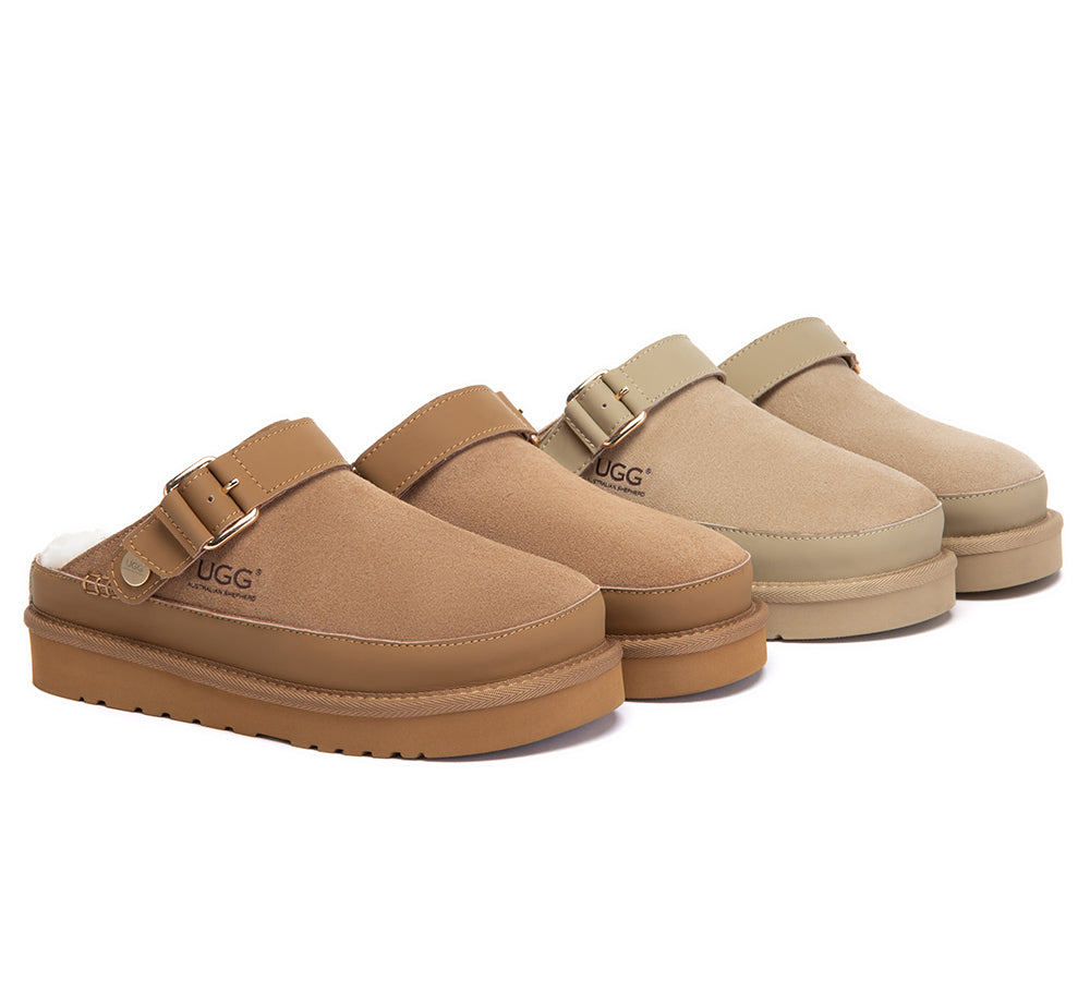 UGG Slippers Sheepskin Wool Slingback Platform Norven