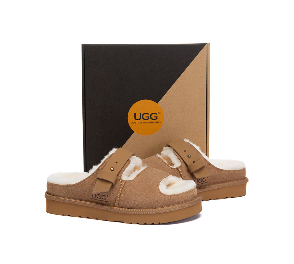 UGG Slippers Sheepskin Wool Adjustable Strap Clava