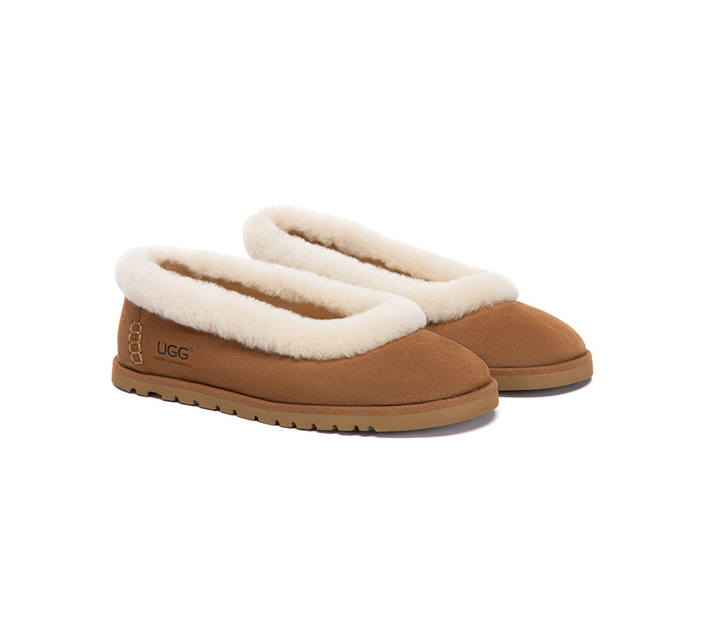 UGG Slippers Women Sheepskin Wool Trim Milea