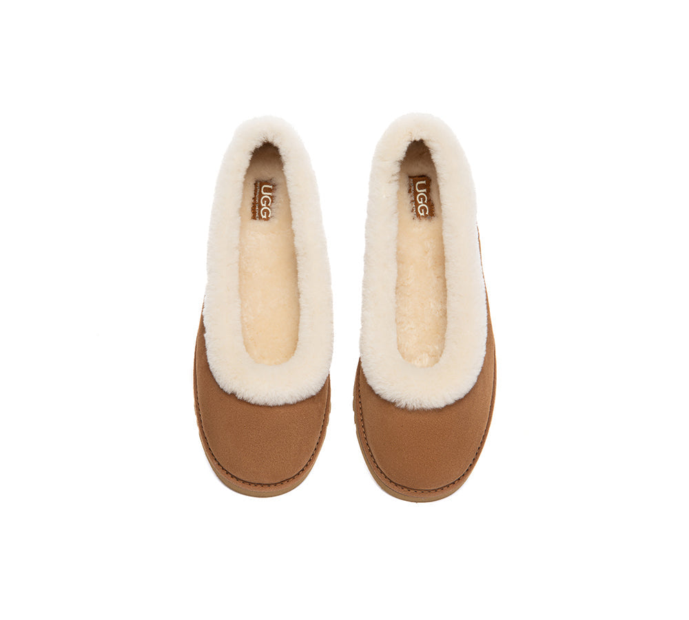 UGG Slippers Women Sheepskin Wool Trim Milea