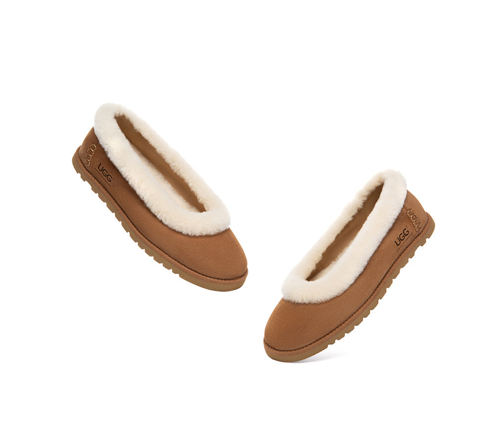 UGG Slippers Women Sheepskin Wool Trim Milea
