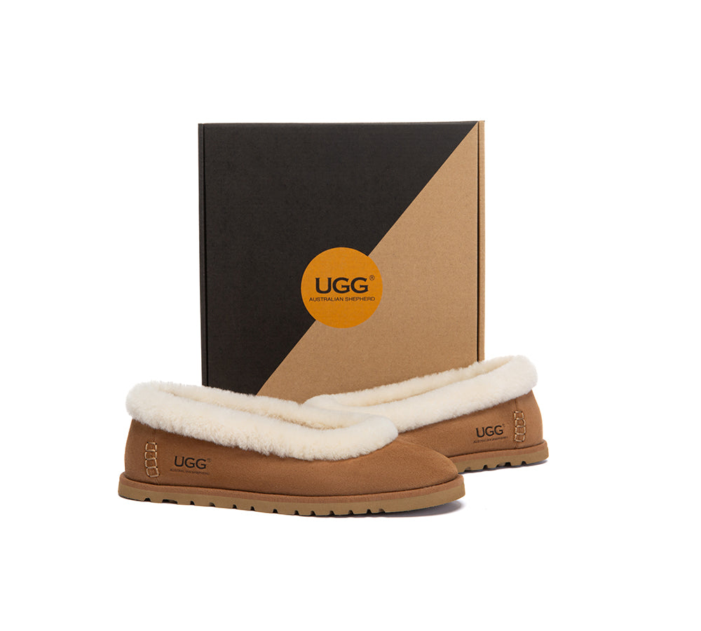 UGG Slippers Women Sheepskin Wool Trim Milea
