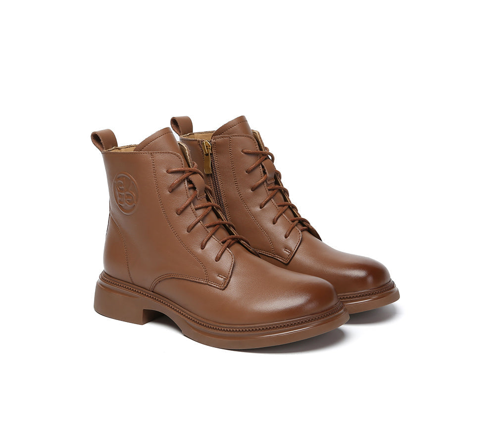 Women Leather Lace Up Ankle Boots Gabriela