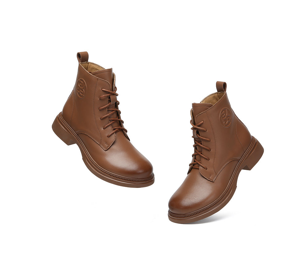 Women Leather Lace Up Ankle Boots Gabriela