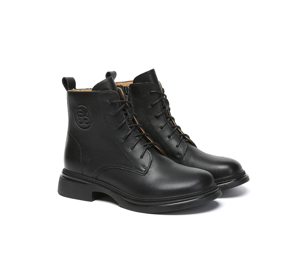 Women Leather Lace Up Ankle Boots Gabriela