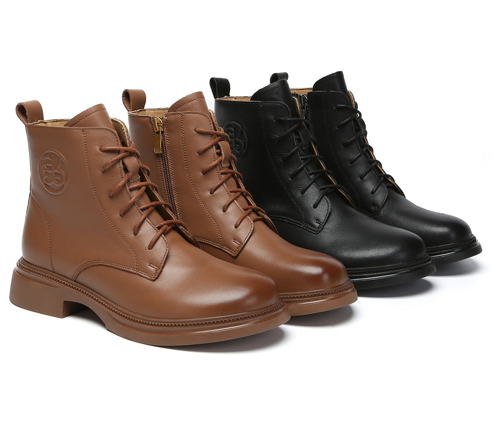 Women Leather Lace Up Ankle Boots Gabriela