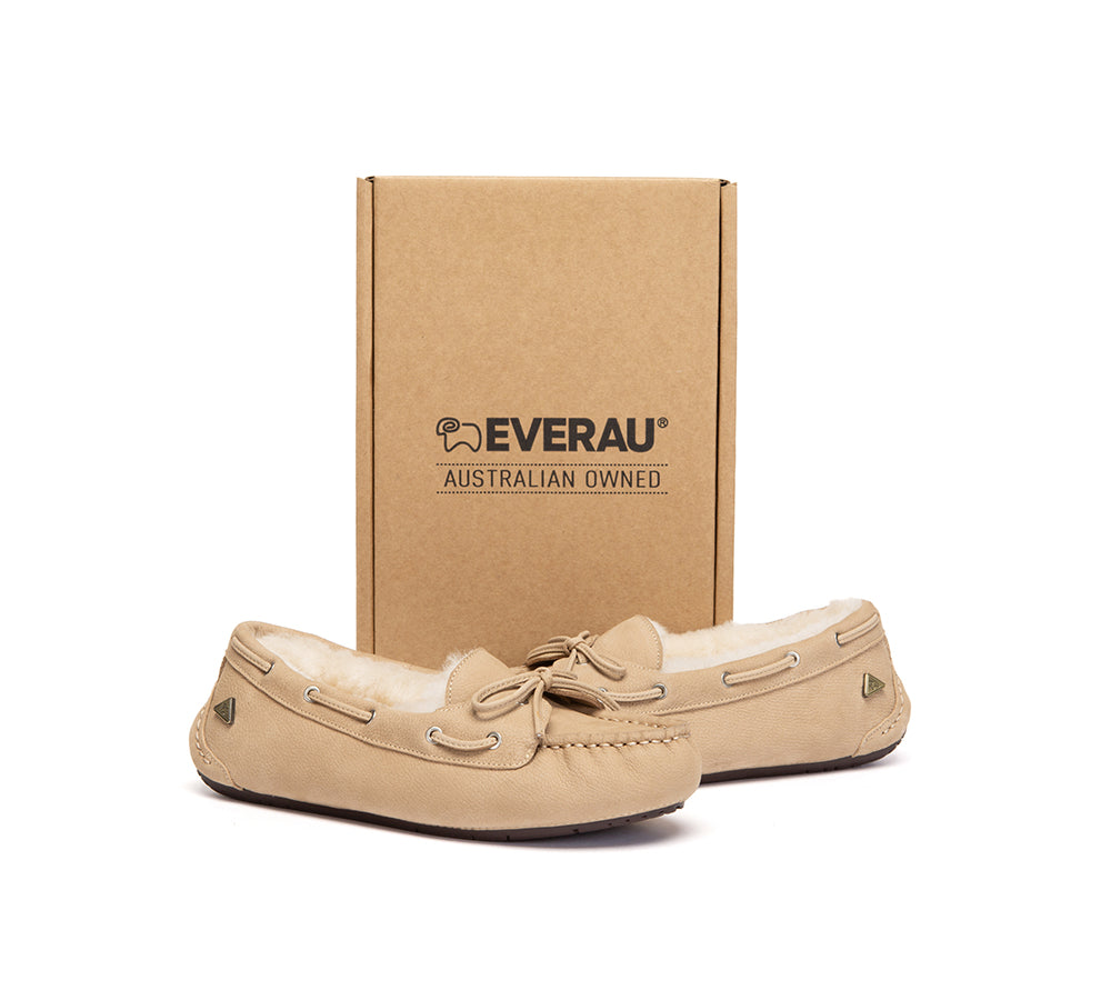 UGG Slippers Women Sheepskin Wool Bow Moccasins Pommie