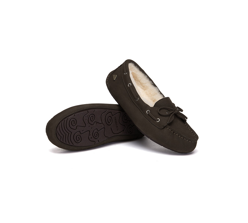UGG Slippers Women Sheepskin Wool Bow Moccasins Pommie