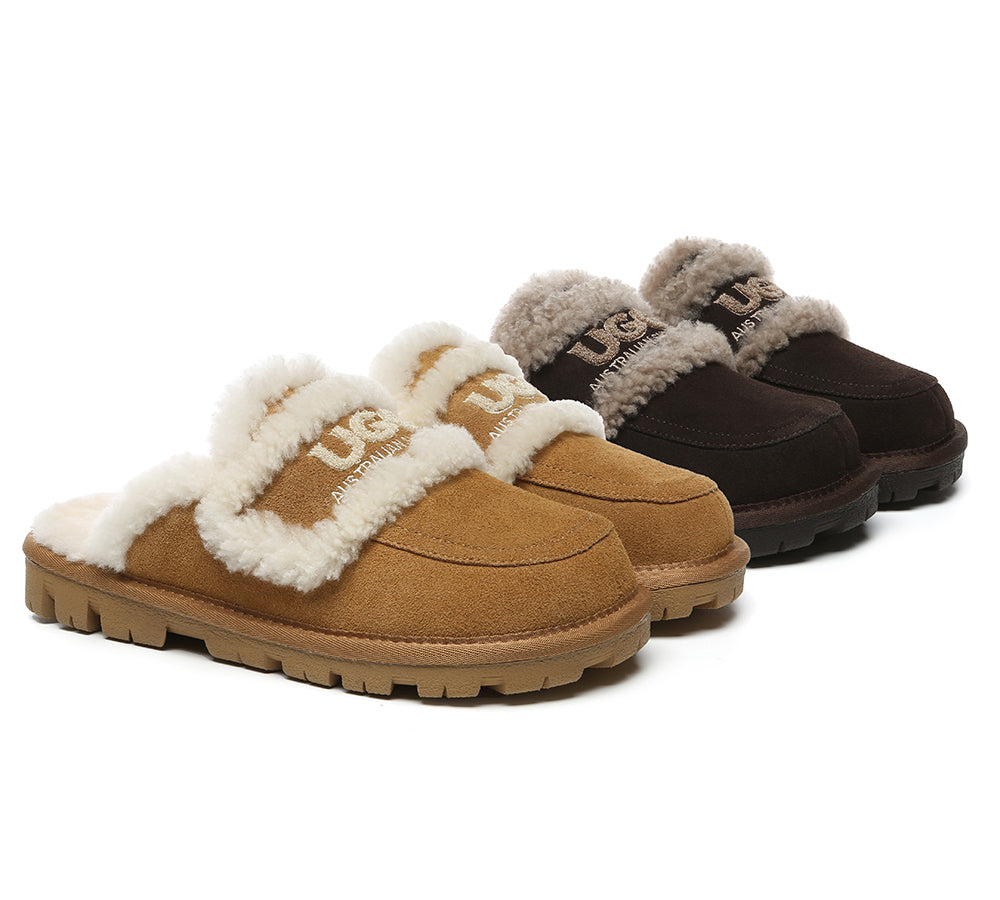 UGG Slippers Men Sheepskin Wool Large Size Rilee
