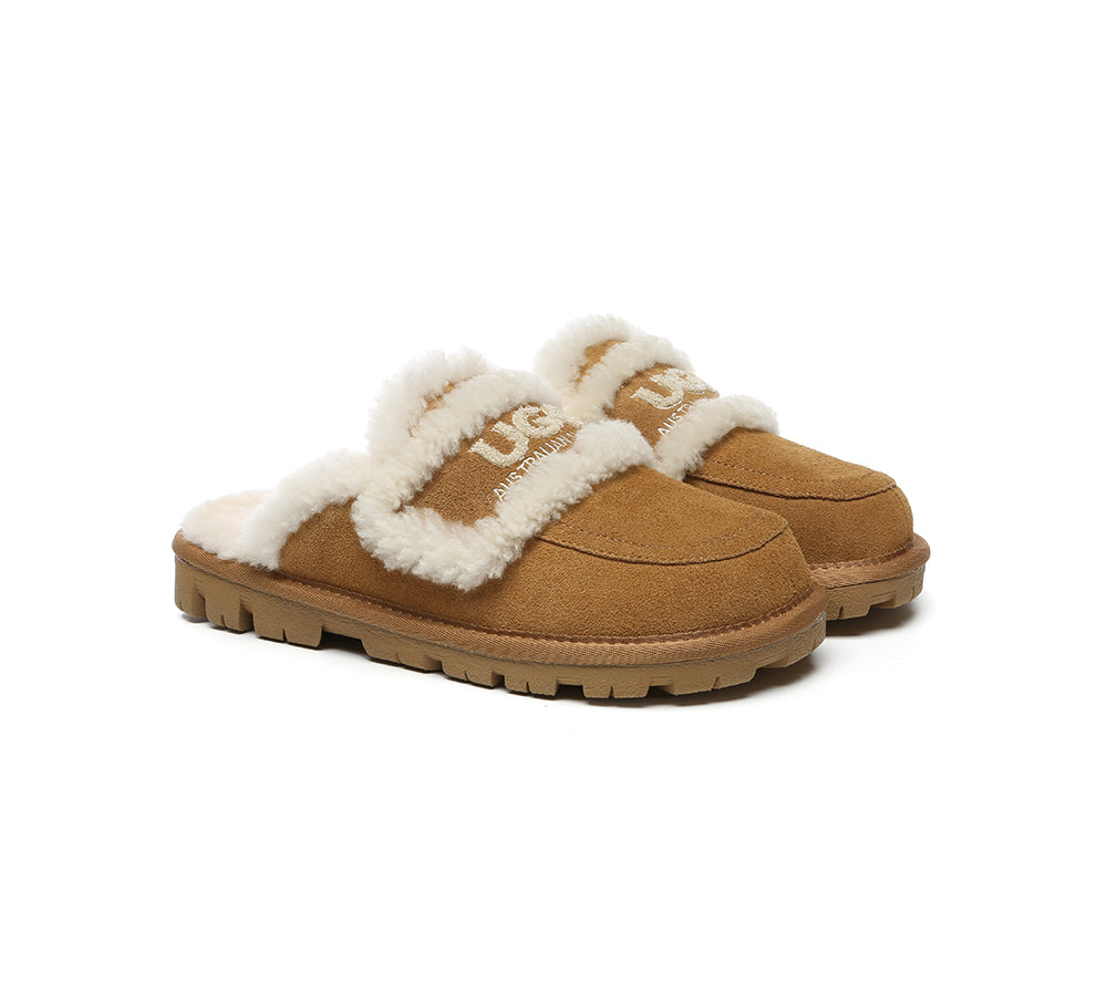 UGG Slippers Men Sheepskin Wool Large Size Rilee