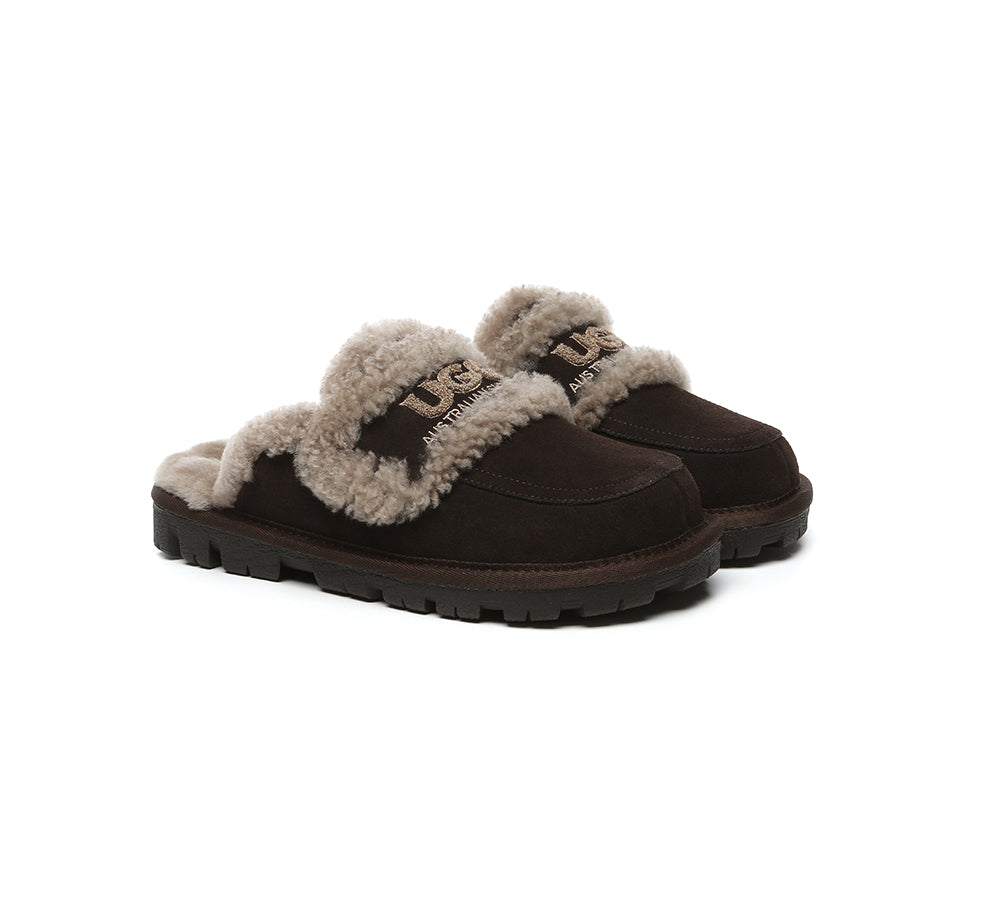 UGG Slippers Men Sheepskin Wool Large Size Rilee