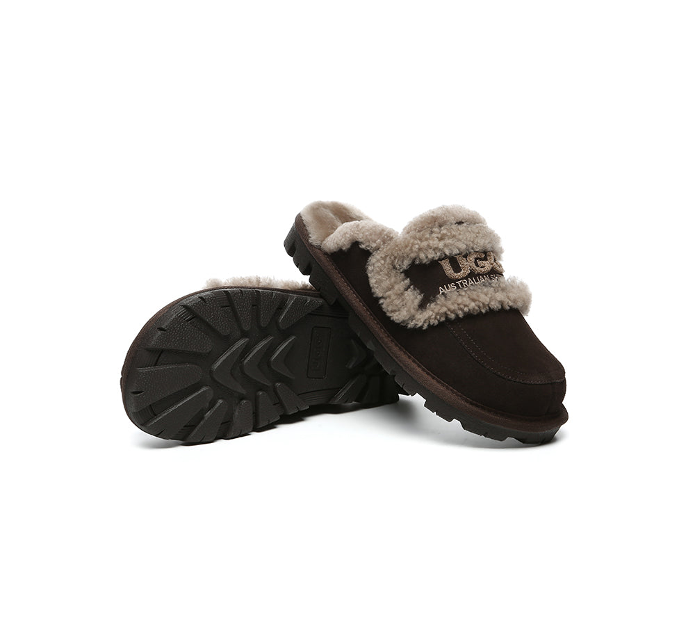 UGG Slippers Men Sheepskin Wool Large Size Rilee