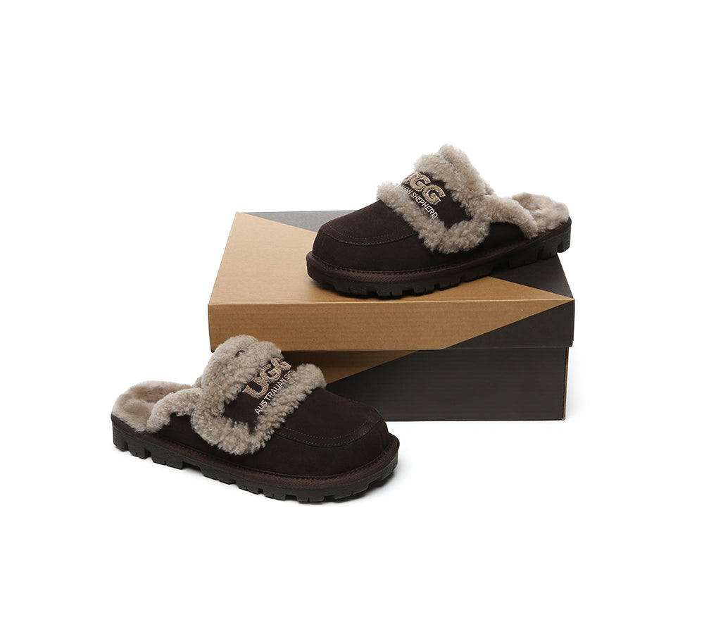 UGG Slippers Men Sheepskin Wool Large Size Rilee