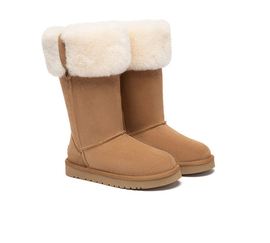 UGG Boots Sheepskin Wool Collar Tall Eleny