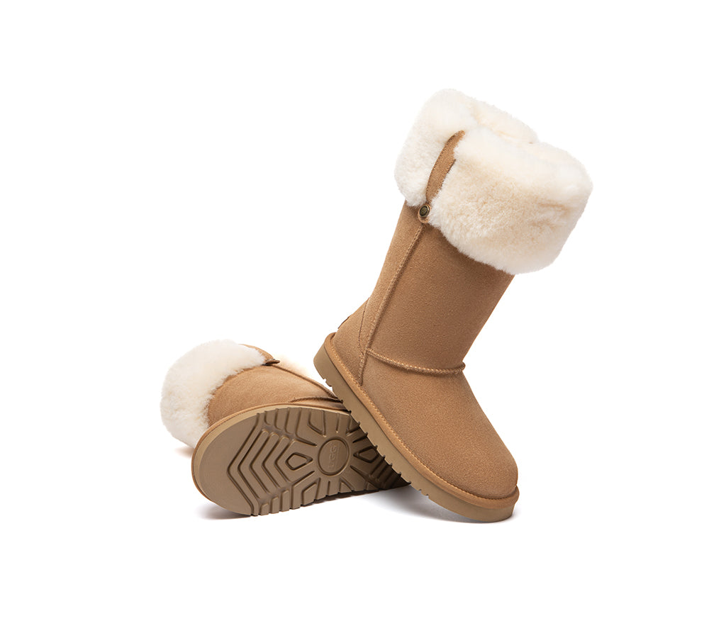 UGG Boots Sheepskin Wool Collar Tall Eleny