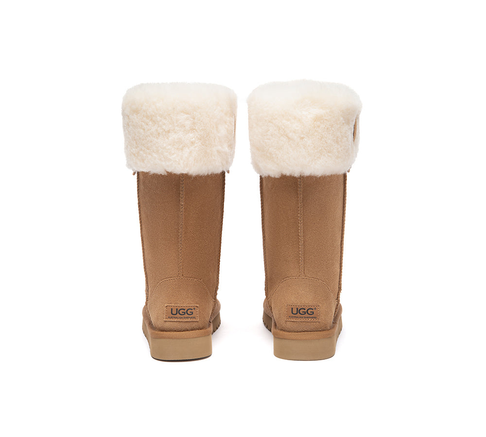 UGG Boots Sheepskin Wool Collar Tall Eleny