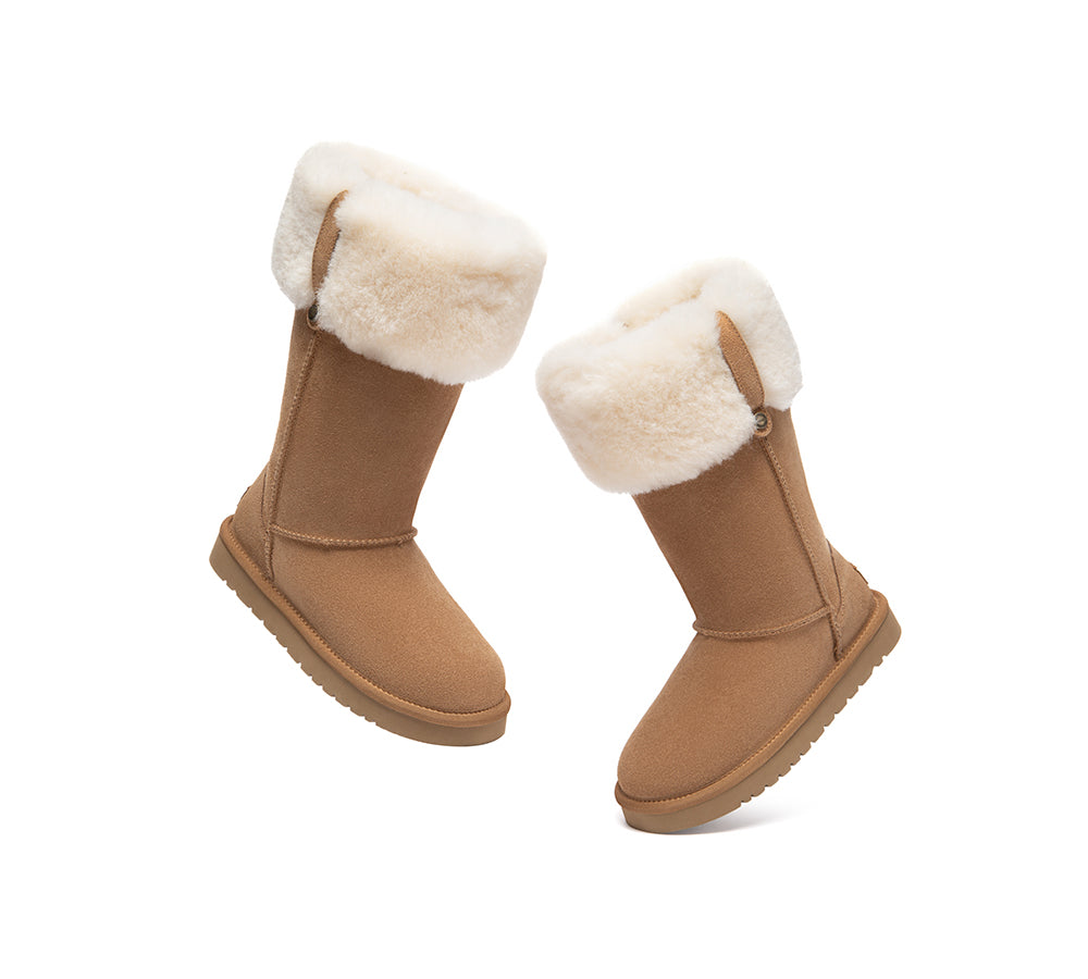 UGG Boots Sheepskin Wool Collar Tall Eleny