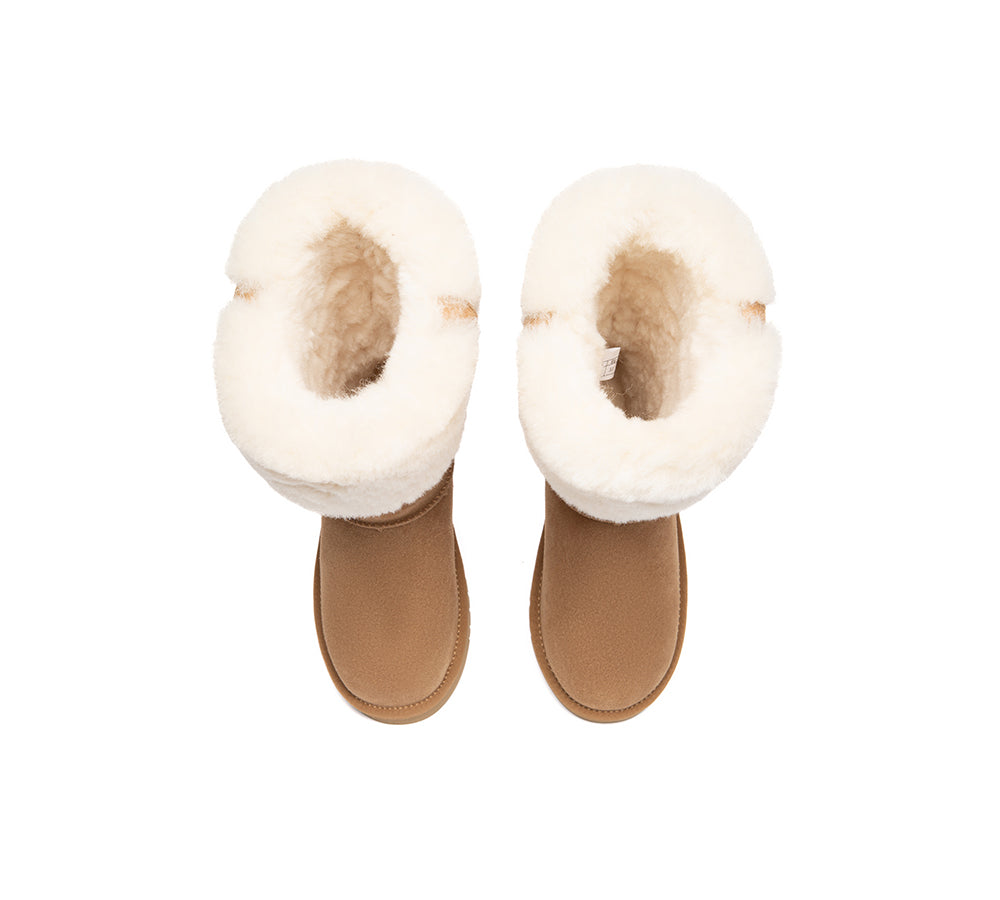 UGG Boots Sheepskin Wool Collar Tall Eleny