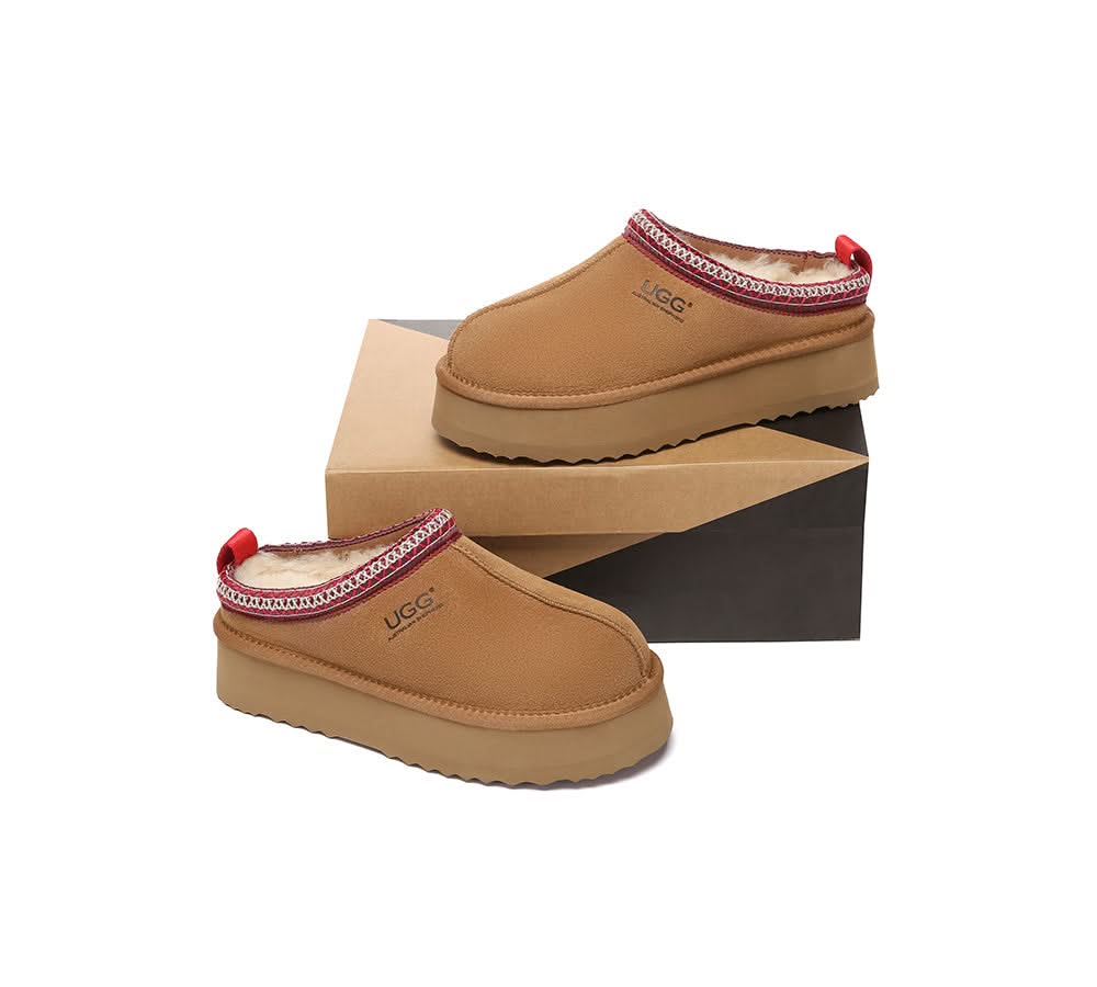 UGG Slippers Sheepskin Wool Ankle Platform Tazzy Tay