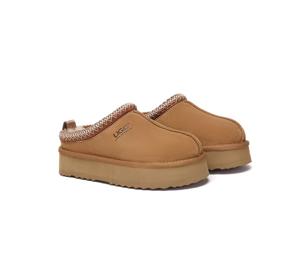 UGG Slippers Sheepskin Wool Ankle Platform Tazzy Tay
