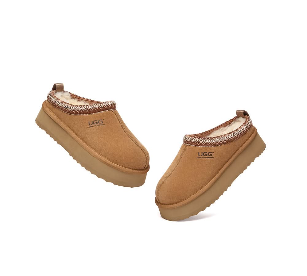 UGG Slippers Sheepskin Wool Ankle Platform Tazzy Tay