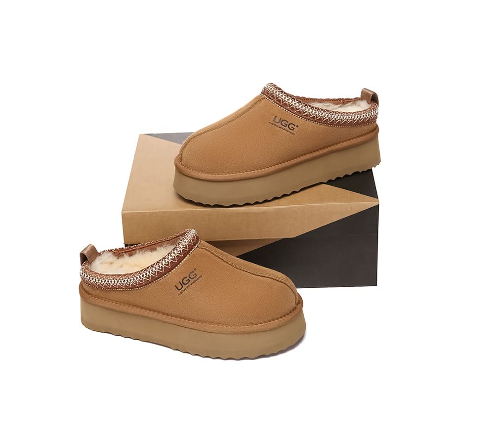UGG Slippers Sheepskin Wool Ankle Platform Tazzy Tay