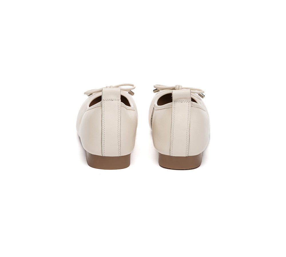 Women Leather Bow Ultra Soft Ballet Flats Suvel