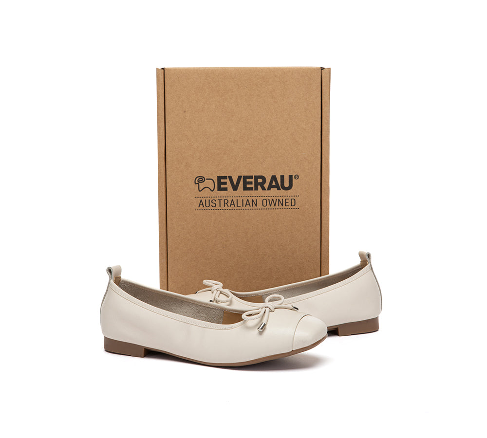 Women Leather Bow Ultra Soft Ballet Flats Suvel