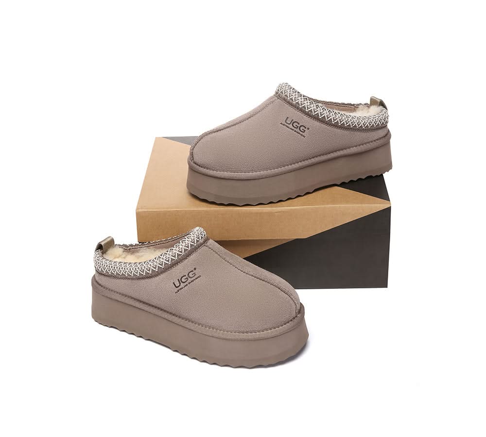 UGG Slippers Sheepskin Wool Ankle Platform Tazzy Tay