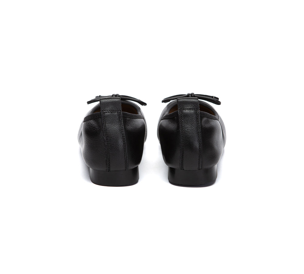 Women Leather Bow Ultra Soft Ballet Flats Suvel