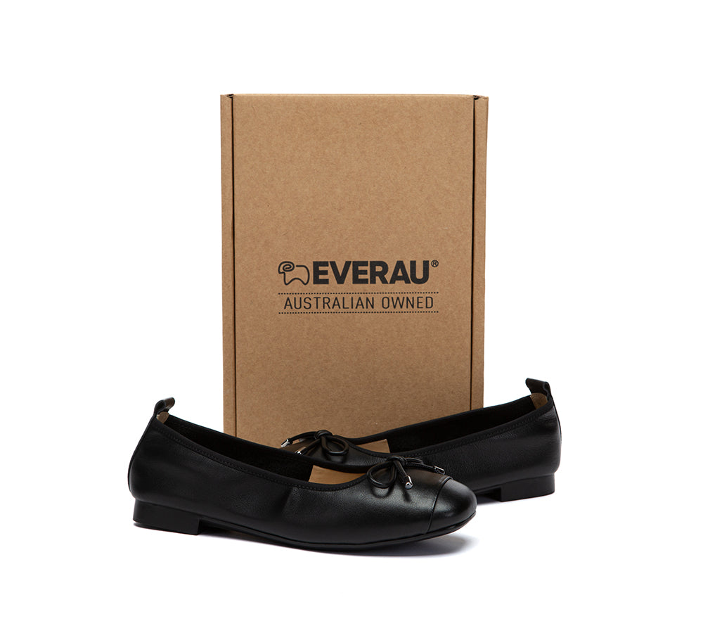 Women Leather Bow Ultra Soft Ballet Flats Suvel