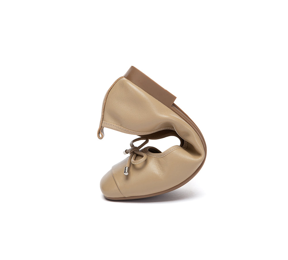 Women Leather Bow Ultra Soft Ballet Flats Suvel
