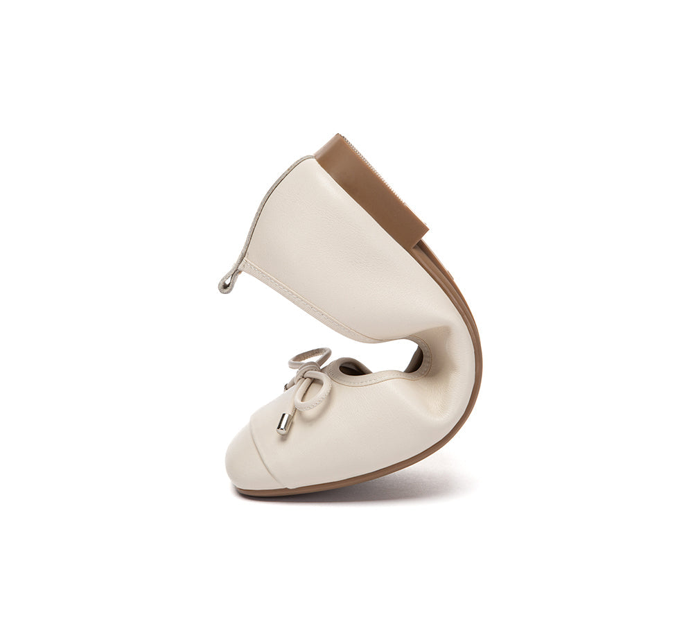 Women Leather Bow Ultra Soft Ballet Flats Suvel