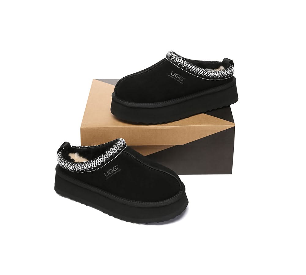 UGG Slippers Sheepskin Wool Ankle Platform Tazzy Tay