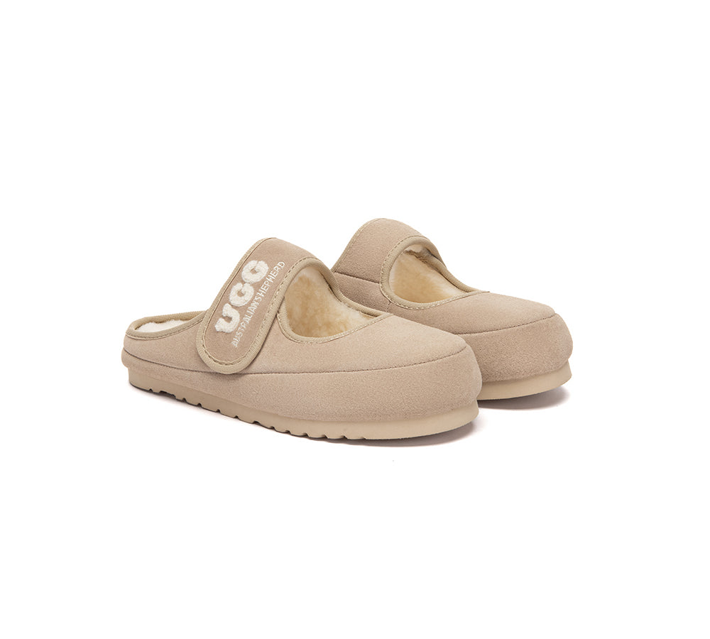 UGG Slippers Sheepskin Wool Adjustable Strap Mary Jane Velly