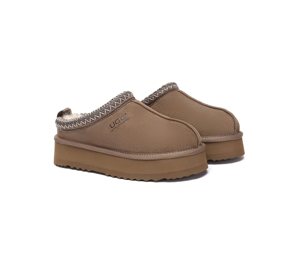 UGG Slippers Sheepskin Wool Ankle Platform Tazzy Tay