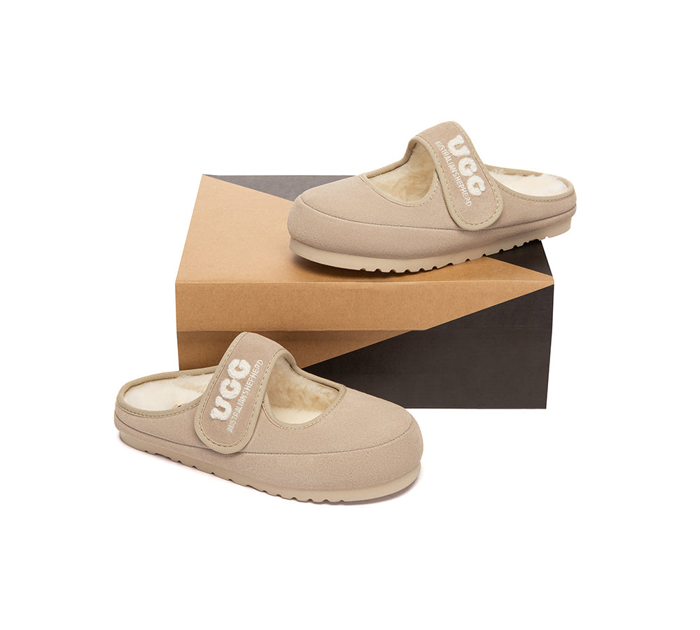 UGG Slippers Sheepskin Wool Adjustable Strap Mary Jane Velly