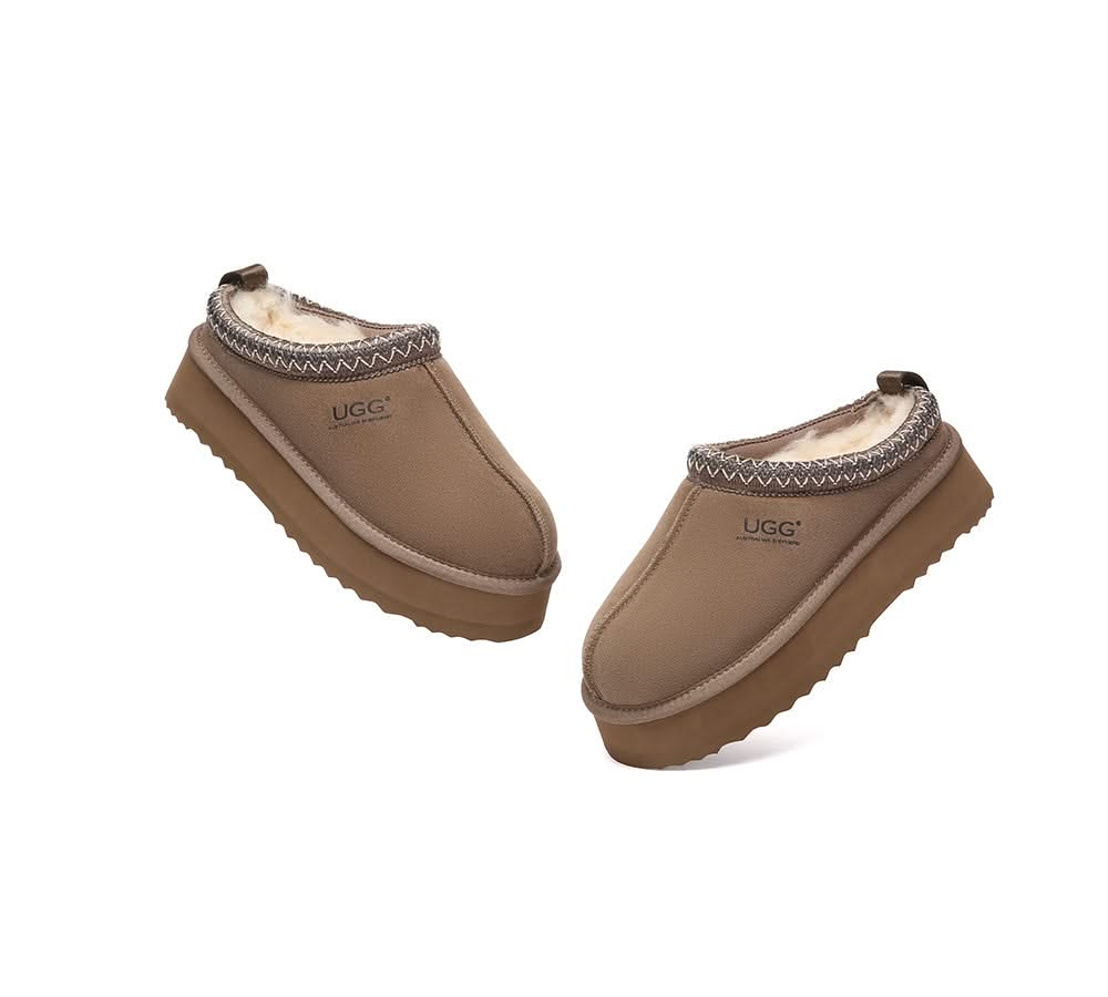 UGG Slippers Sheepskin Wool Ankle Platform Tazzy Tay