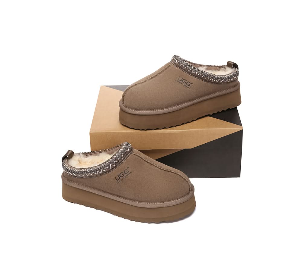 UGG Slippers Sheepskin Wool Ankle Platform Tazzy Tay