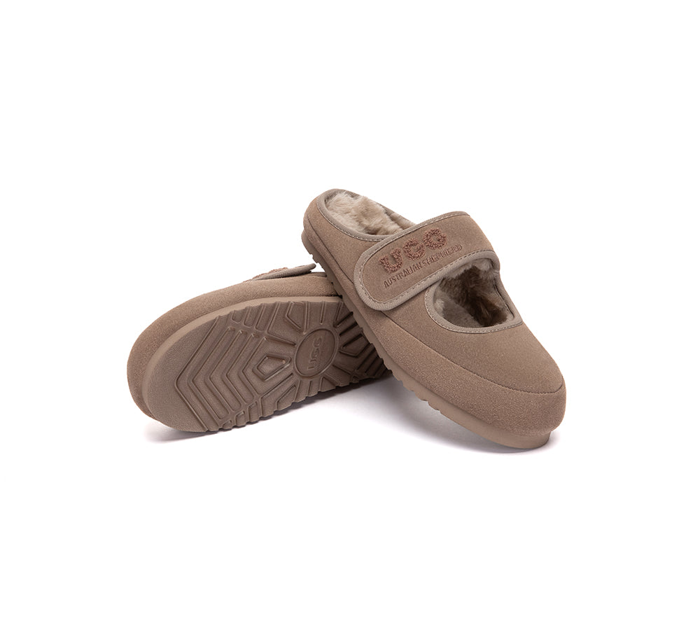 UGG Slippers Sheepskin Wool Adjustable Strap Mary Jane Velly
